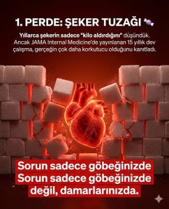 Fazla şeker tüketiminin damarlar ve kalp üzerindeki baskısı.