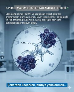 Xylitol molekülü ve kan hücrelerinde pıhtılaşma etkisi.