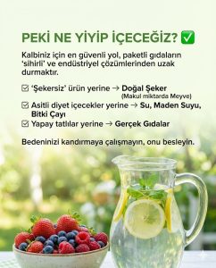 Kalp sağlığı için doğal beslenme önerileri, meyve ve su.