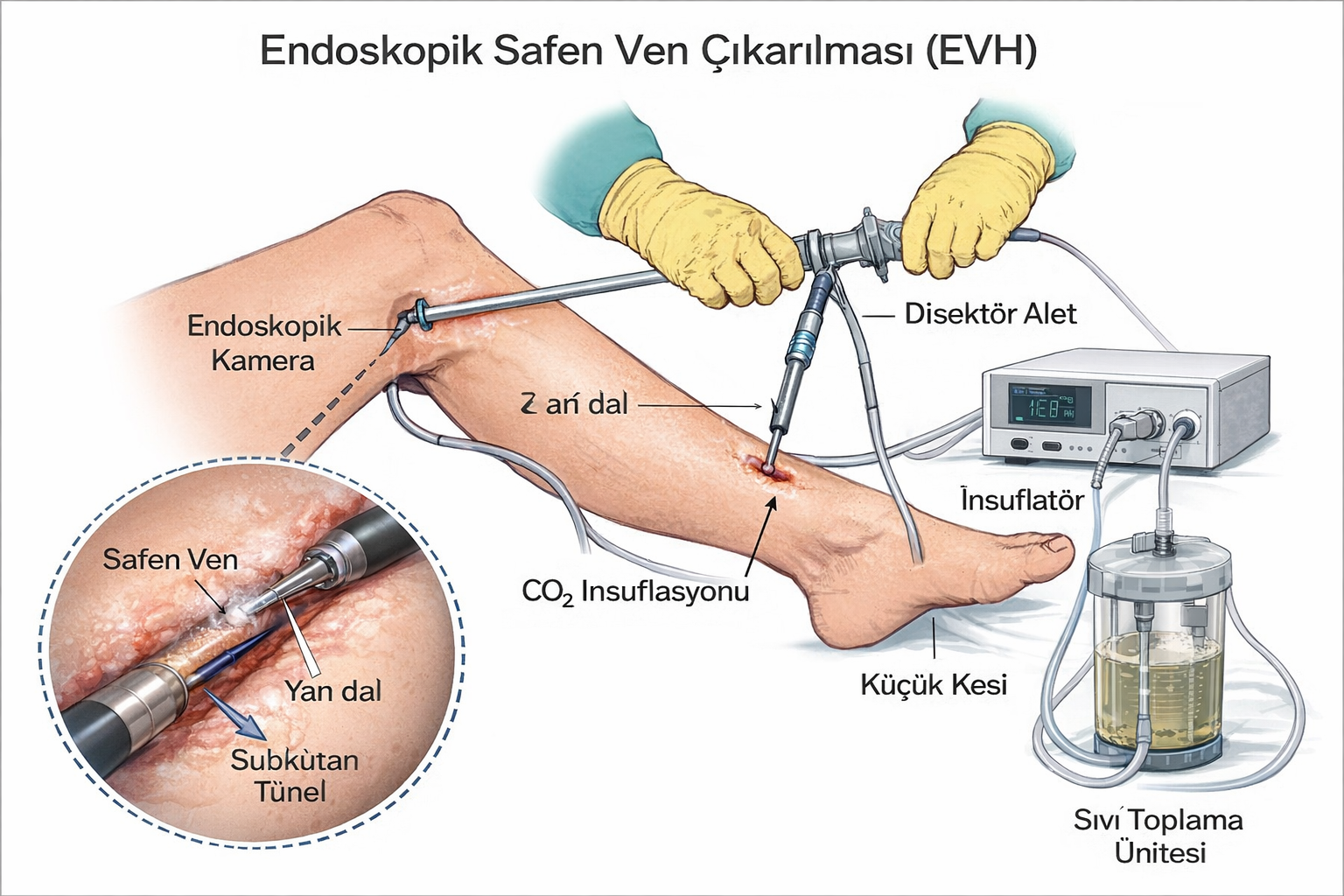Endoskopik safen ven çıkarma işlemi