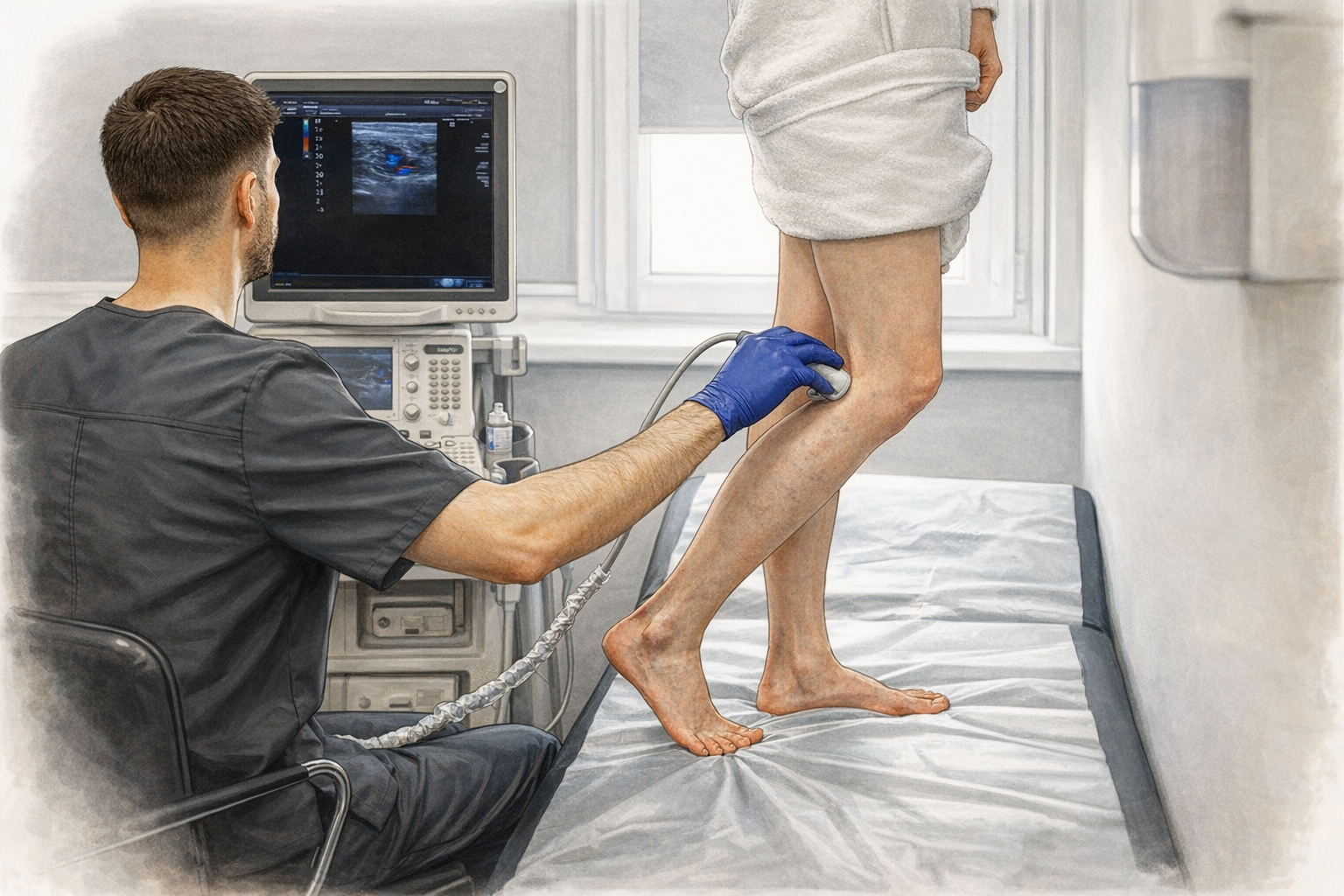 Ultrasonik damar muayenesi yapılırken