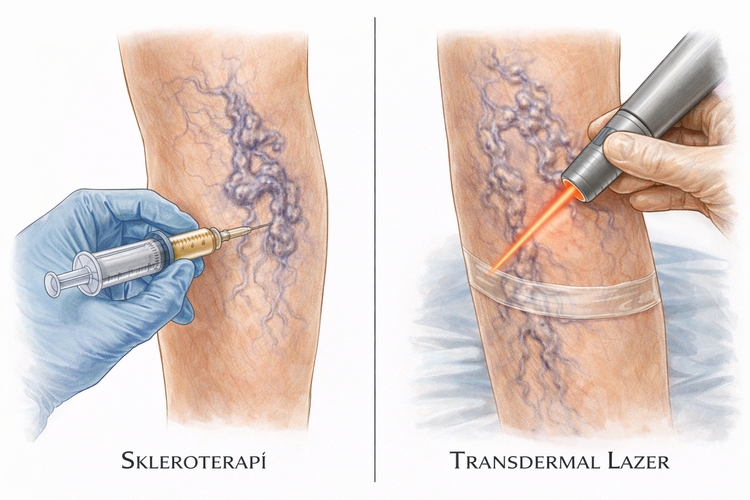 Skleroterapi ve lazer tedavisi karşılaştırması