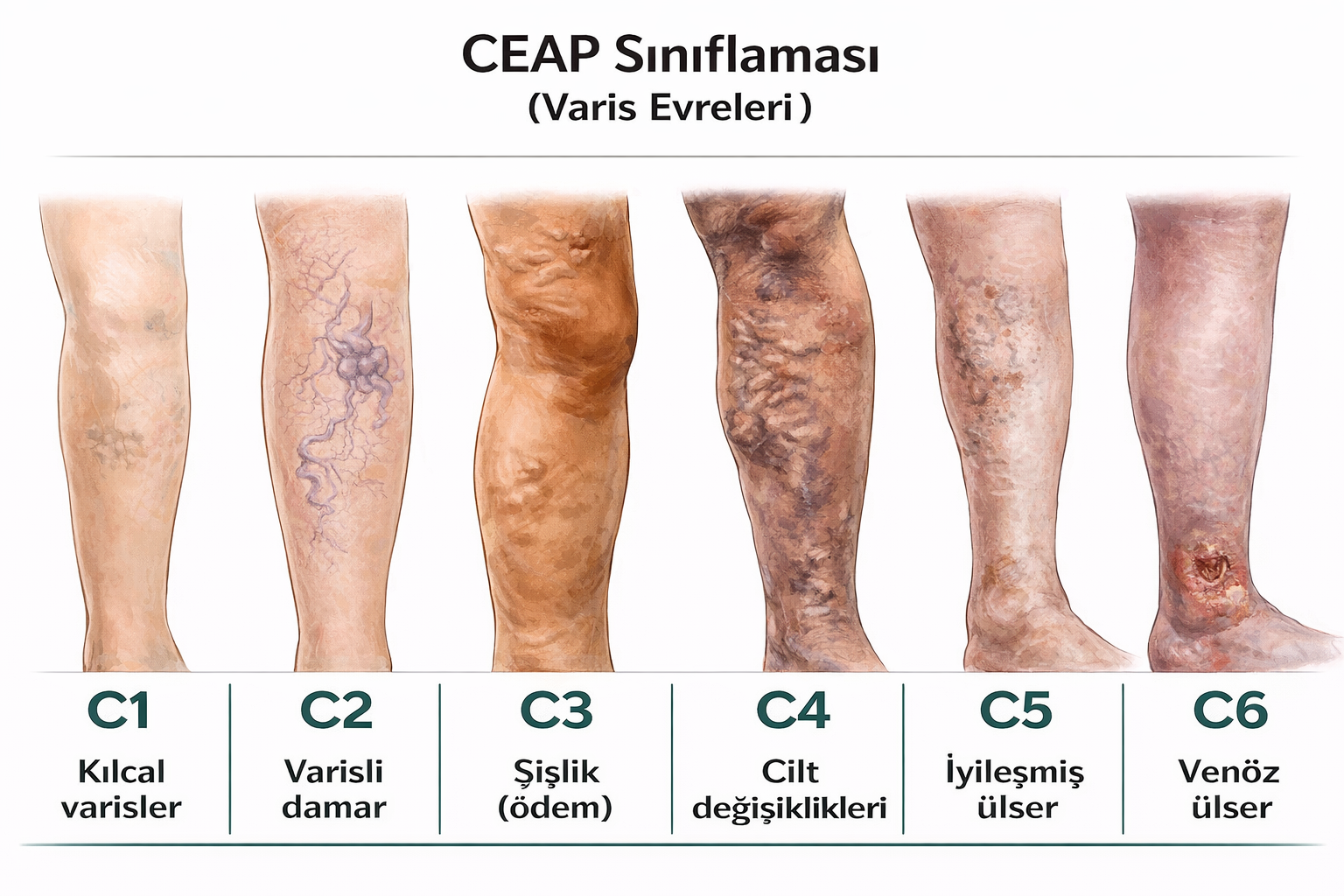 CEAP sınıflaması — varis evreleri